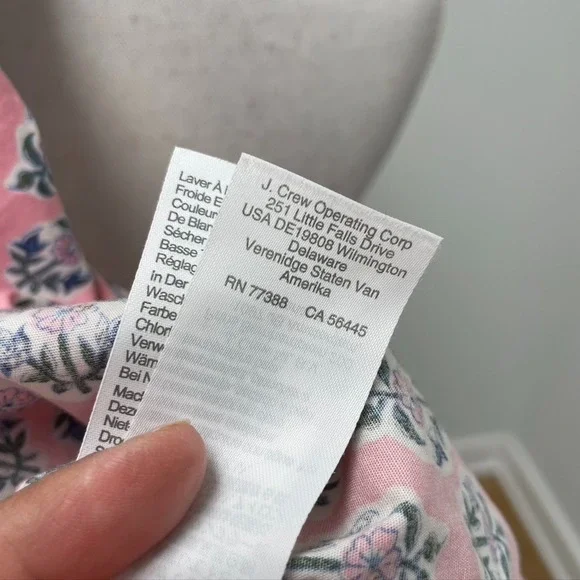 J Crew Printed Collared Mini Shirt Dress Womens 2 Coquette Teacher Girly Easter - Picture 13 of 14